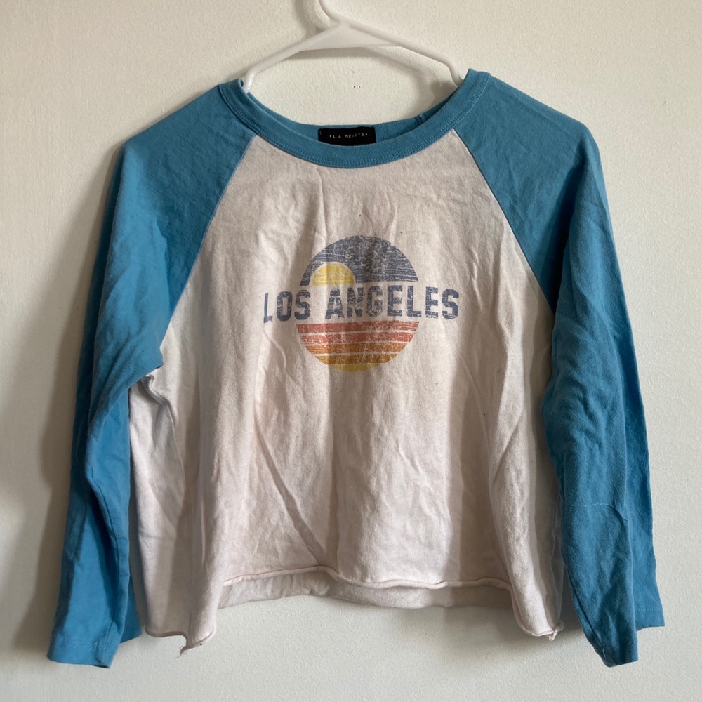l.a. hearts cropped los angeles 3/4 sleeve top